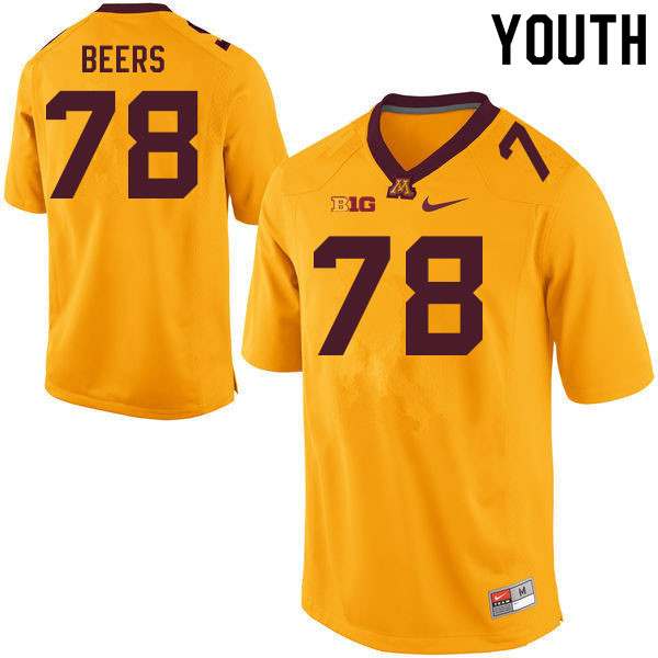 Youth #78 Ashton Beers Minnesota Golden Gophers College Football Jerseys Sale-Gold - Click Image to Close